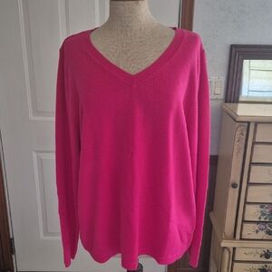 Croft & Barrow Vibrant Pink V-Neck Sweater